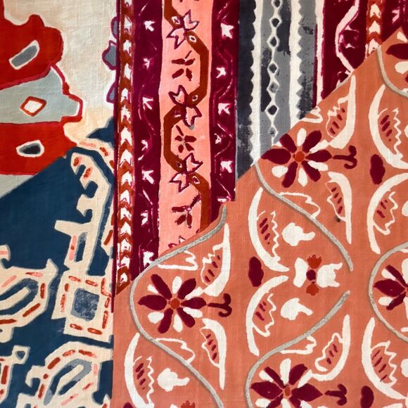 Anthropologie Risa Cotton Shower Curtain Boho Fall Multi-Color Neutrals 72x72 - Picture 5 of 16